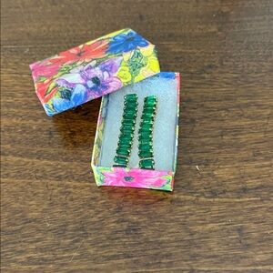 Joiana jewelry - Gwen elegant dangle earrings with green baguette stones NEW!